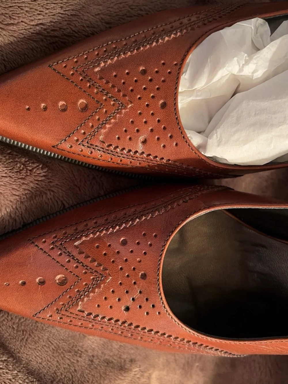 Franco Sarto Cognac Brown Leather Slingback Heels
